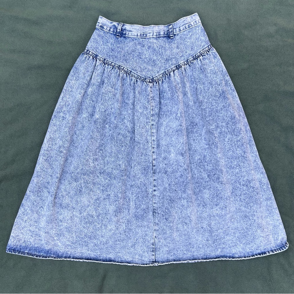 Vintage Acid Wash Denim Midi Skirt